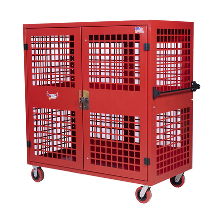 AMERICAN HAWK INDUSTRIAL Security Cart 60'' W x 25'' D x 54'' H - Locking Utility Cart With Adjustable Shelf AH1551RED